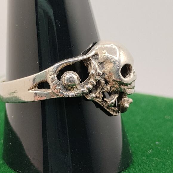 HAN Ram Horns Skull Ring in Sterling Silver size 11 - Picture 4 of 8